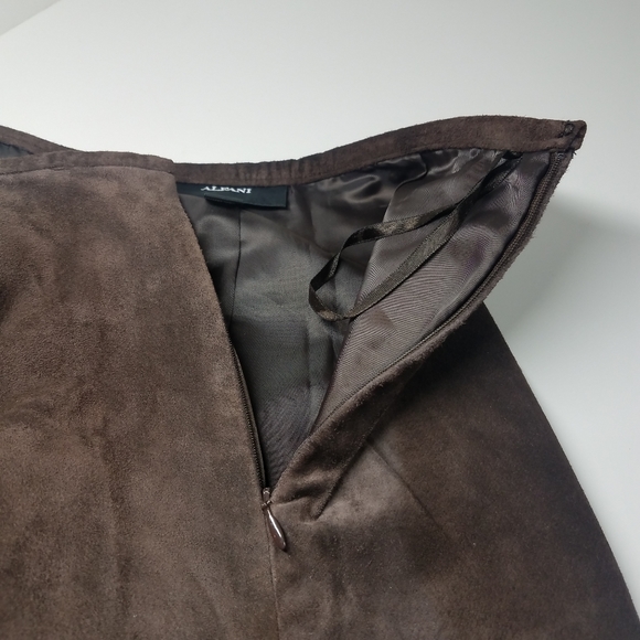 Alfani Brown Suede Leather Skirt - Picture 5 of 6